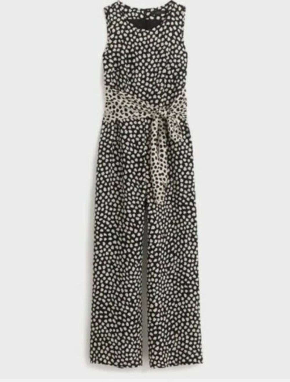 J. Crew Tie-Front Silk Jumpsuit in Pebble Print Sz 0P 0 Petite